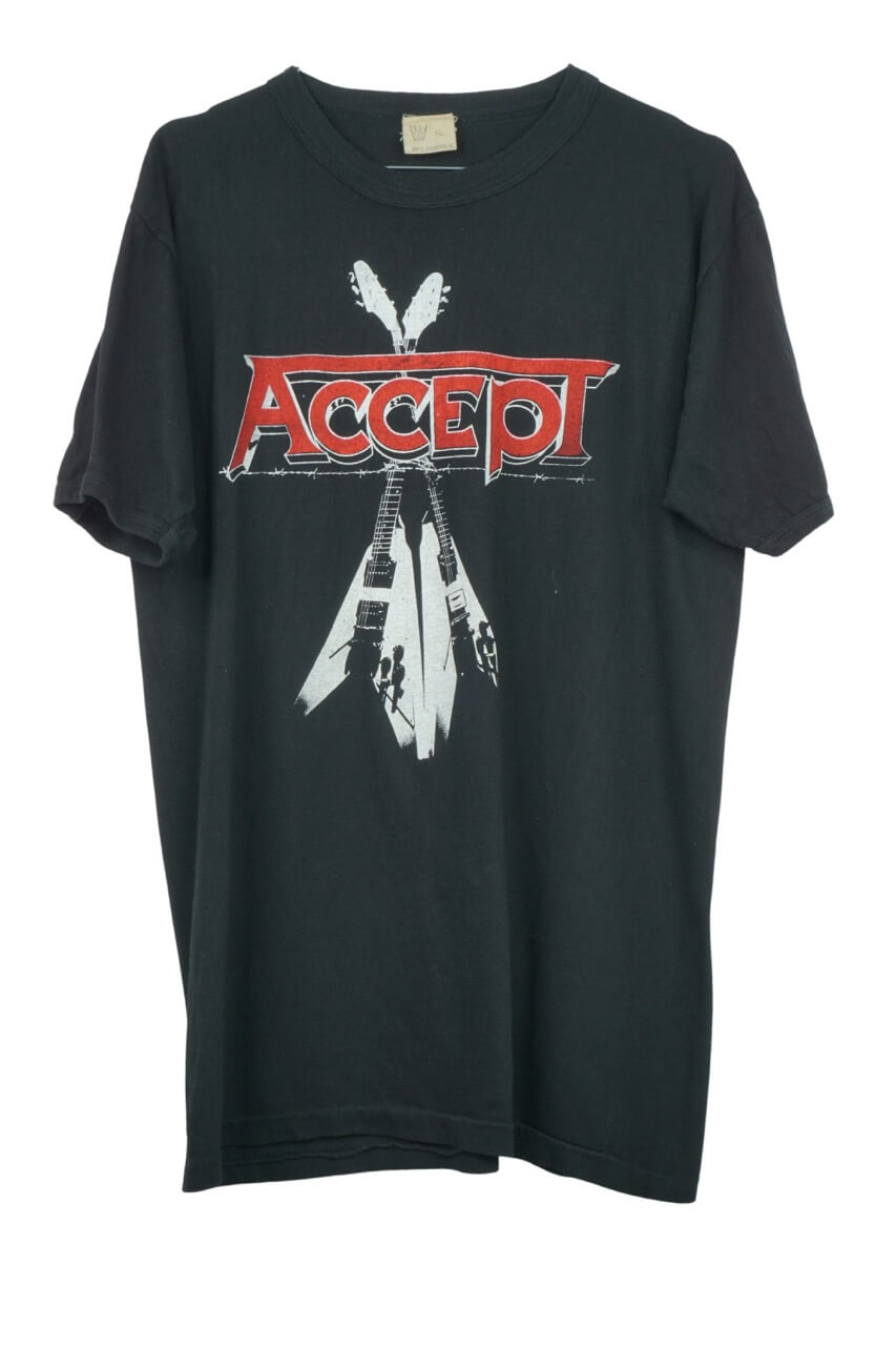 1980s Accept Metal Band Vintage T-Shirt mit Single Stitched